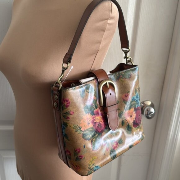 Patricia Nash Irving Bucket Handbag Leath Distressed Vintage Victorian Garden - Picture 7 of 16